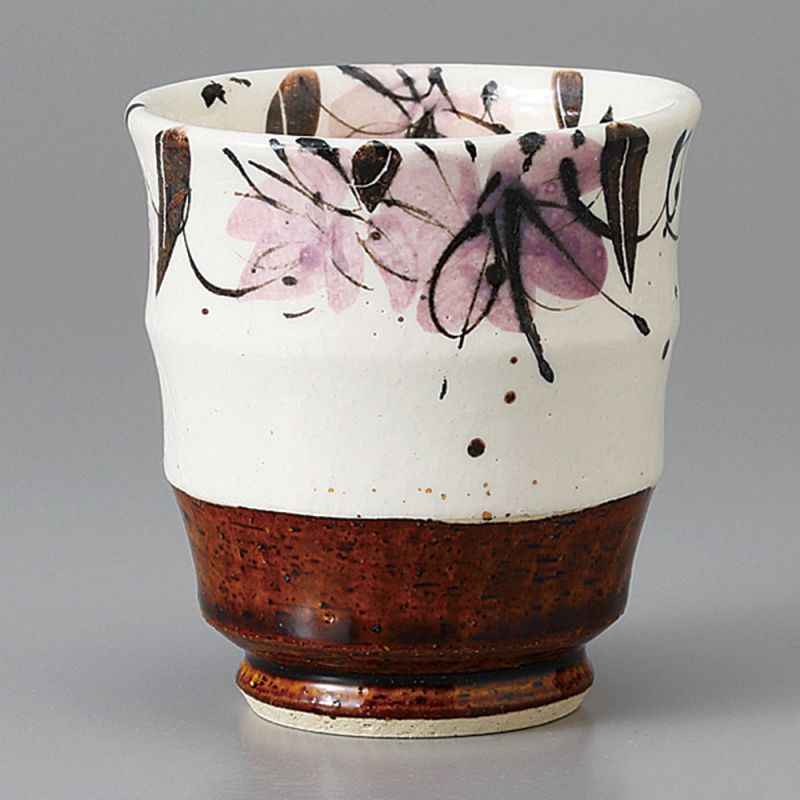 Taza de té de cerámica japonesa, marrón - HANA ORIBE