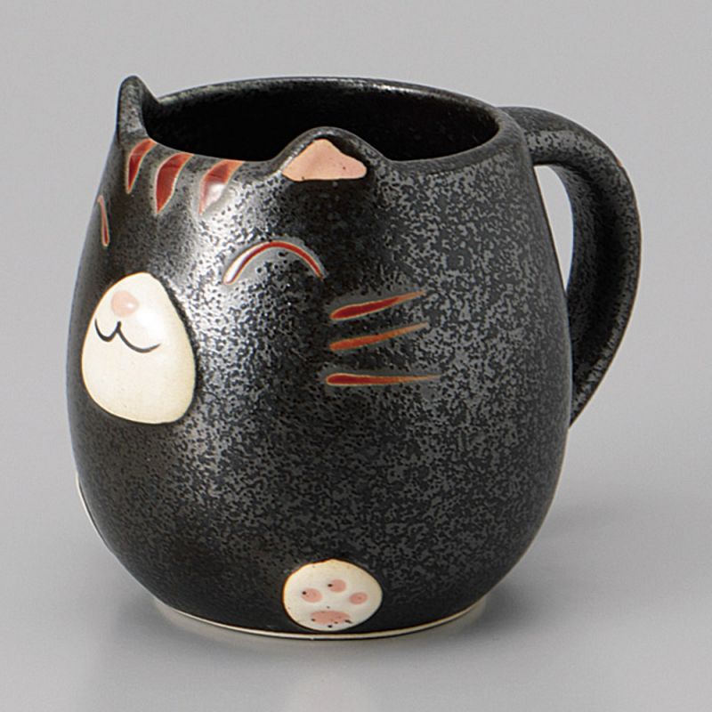 Japanische schwarze Keramiktasse - KURO NEKO - Katze