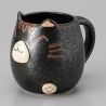 Japanese black ceramic mug - KURO NEKO - cat