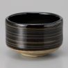 Tazón de ceremonia de té japonés - chawan, KURO, negro y espiral