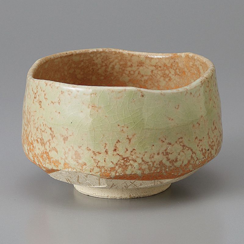 Ciotola da tè giapponese per cerimonia – chawan, HAIUWAGUSURI, arancione