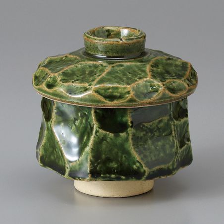 Tasse japonaise avec couvercle chawan mushi, vert, carapace de tortue - SHERU