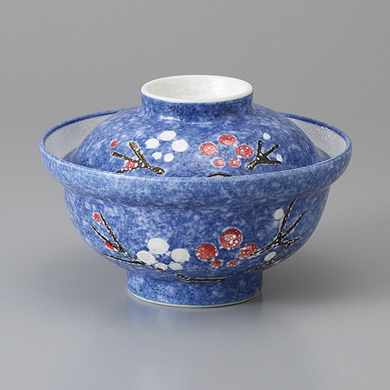 Japanische Keramikschale mit Deckel, UME