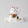Gato manekineko de la suerte de cerámica japonesa - SHIROI NEKO