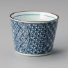 Japanese traditional colour white Soba choko cup with blue patterns in ceramic SHONZUI