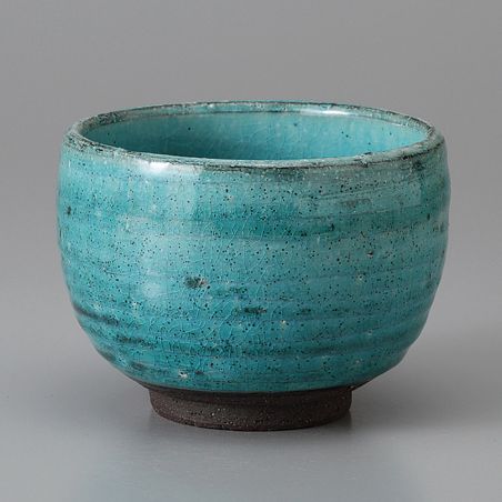 große japanische Tasse Ø10cm blau türkis BURUKOHIKI aus Keramik