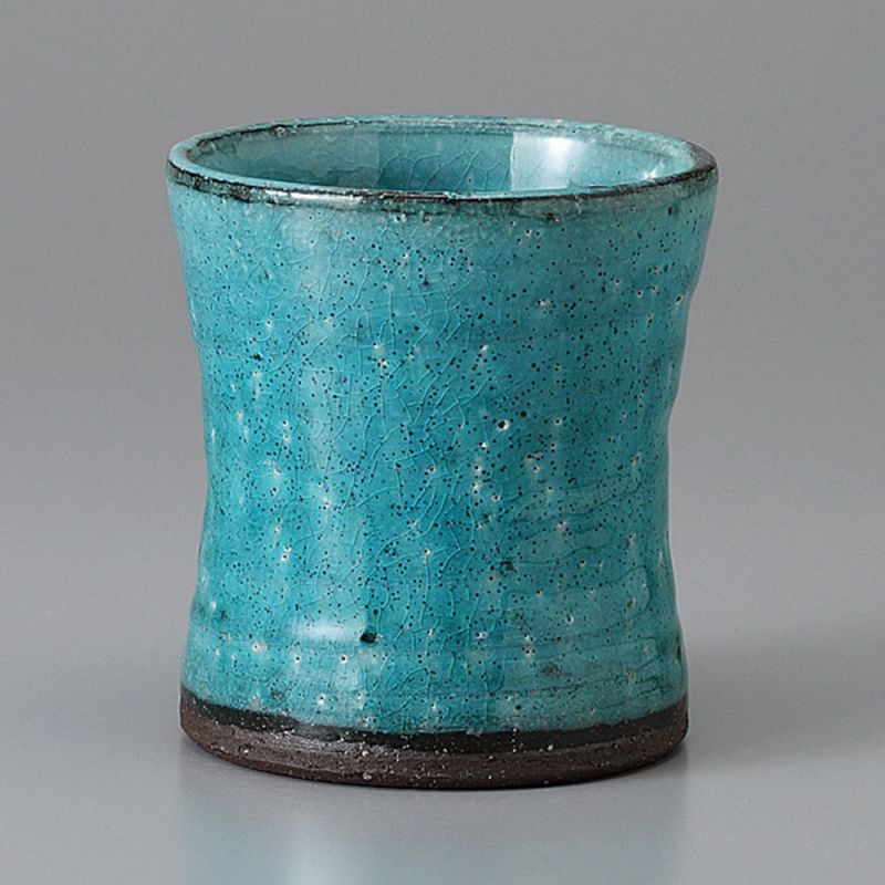 taza Ø8,5cm azul turquesa de cerámica japonesa BURUKOHIKI