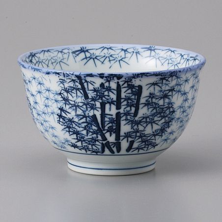 japanese white teacup bamboo patterns CHIKURIN