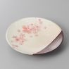 Kleiner japanischer Teller in rohen Keramik- und rosa Sakura-Blüten - SAKURA