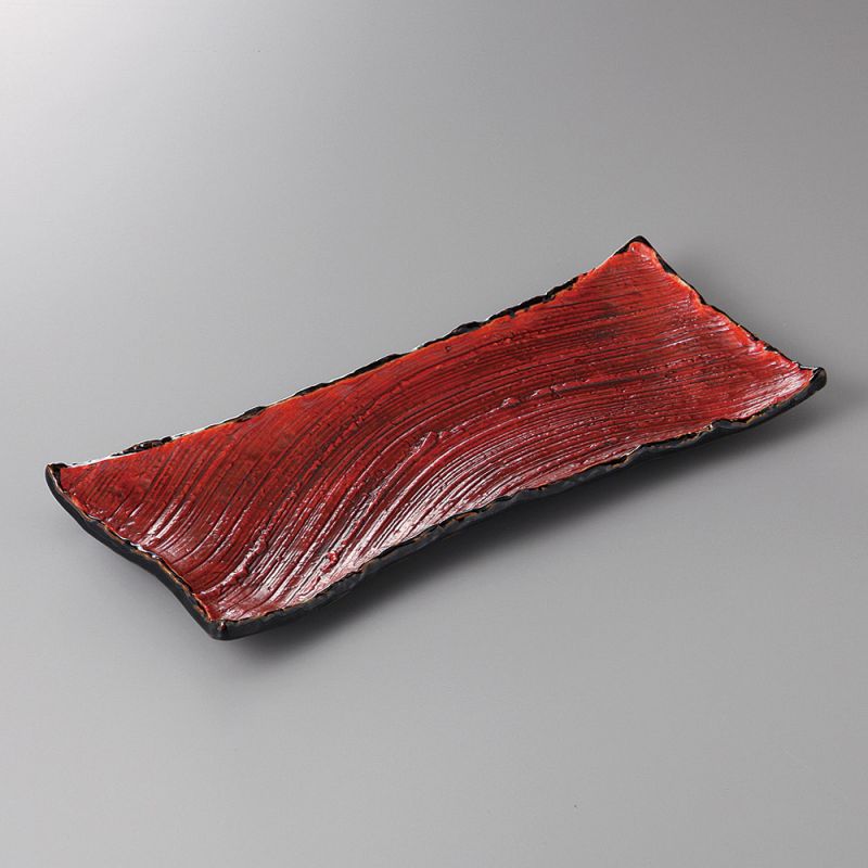 japanische rechteckige Platte, SHUHAKE TNMOKU, rot