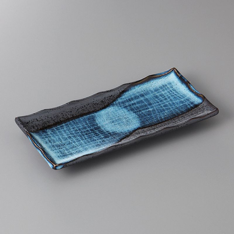 Japanese blue plate rectangular ceramic BURU