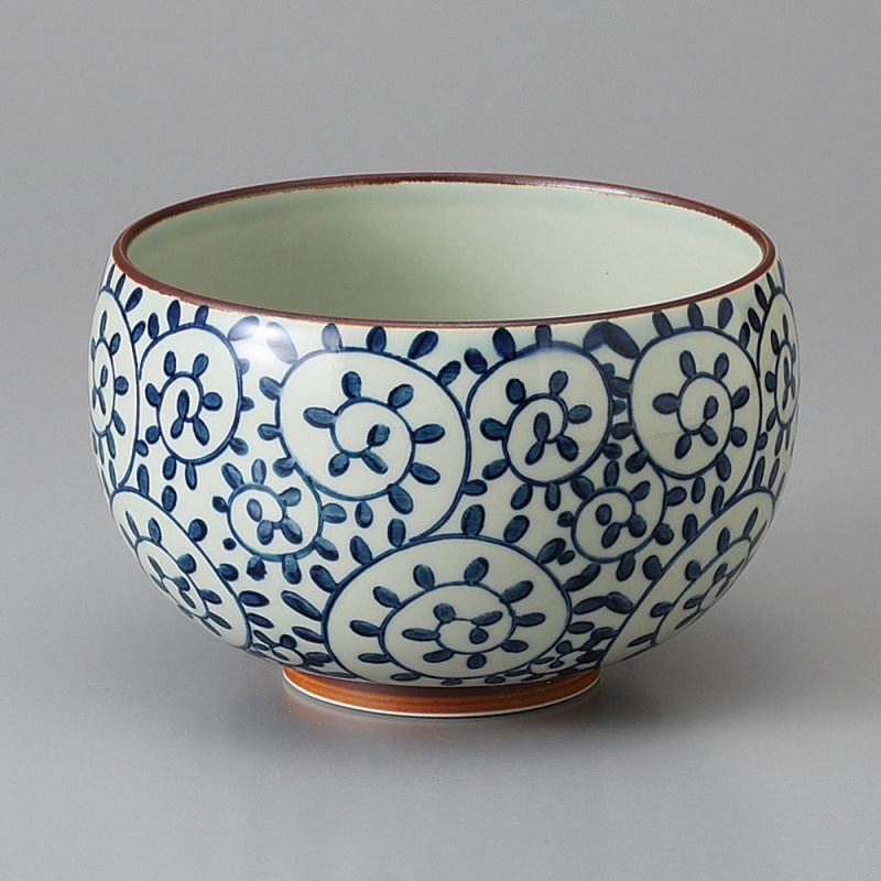 tazón de sopa japonés de cerámica, TAKO-KARAKUSA, azul