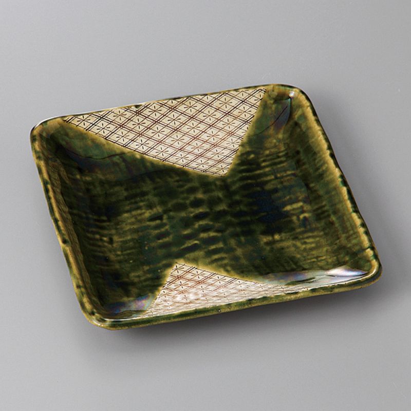 japanese square plate, ORIBE, green