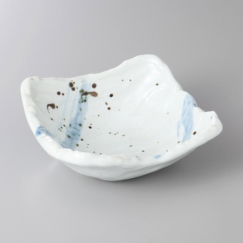 Plato pequeño de cerámica japonesa, blanco, salpicaduras de pintura, TASUKU