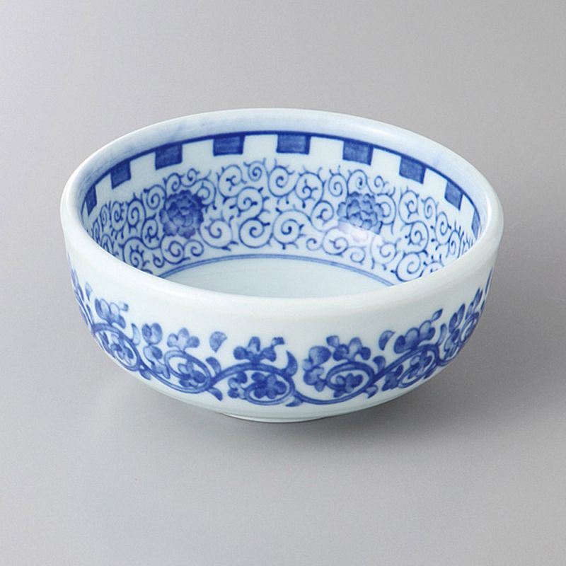 Set mit 2 japanischen Keramik-NAMIBOTAN-Saucenschalen, blaue Muster