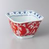Juego de 4 tazas pequeñas de cerámica blanca, azul y roja - SAMAZAMANA PATAN