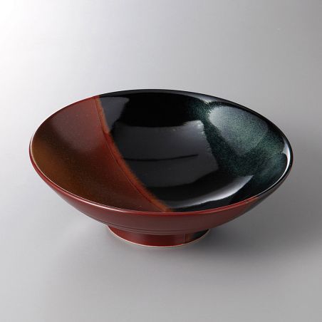 Japanese blue and brown ceramic ramen bowl, BUNRI