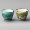 Duo aus Keramik-Teetassen, grau, blau und grün - NACHURARU