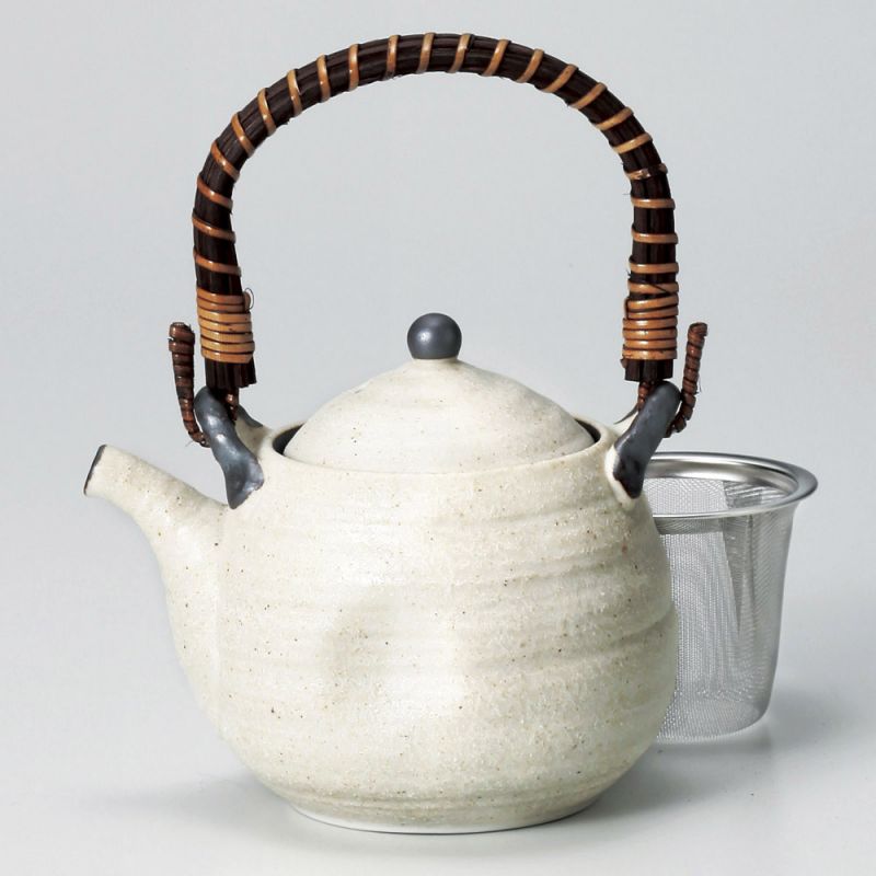 Japanische keramische Teekanne, SHIRO, weiß