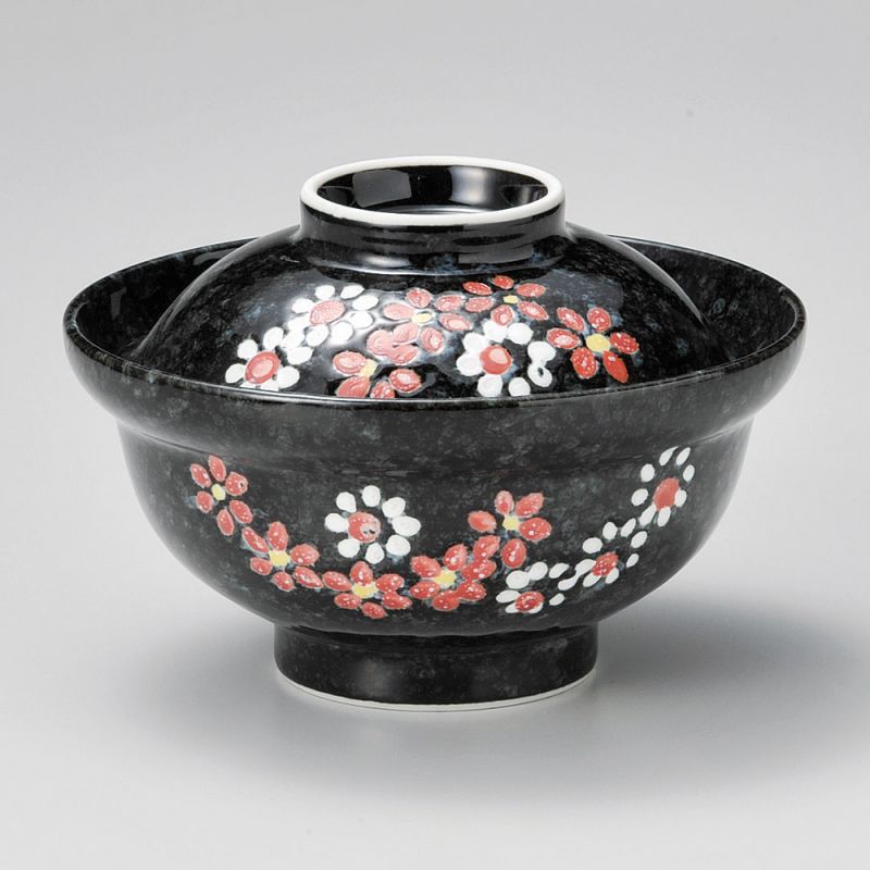 Japanese ceramic bowl with lid, Hana