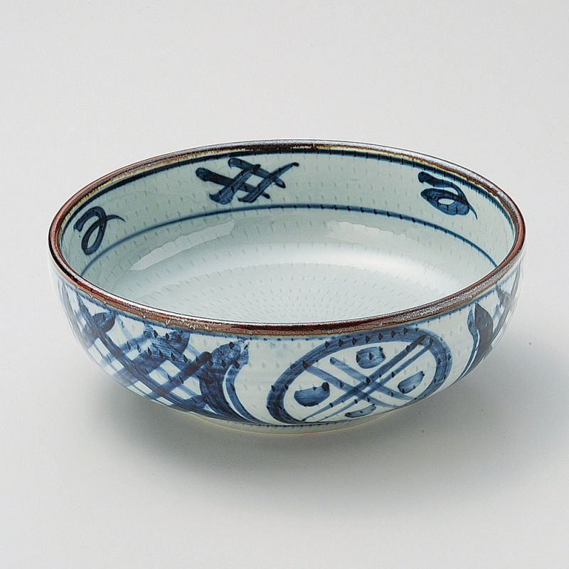 Ciotola di ramen giapponese in ceramica, grigio e blu - MIGAKIMASU
