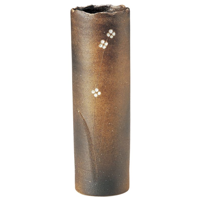 Japanese ceramic vase, brown, KASSHOKU SHIGARAKI