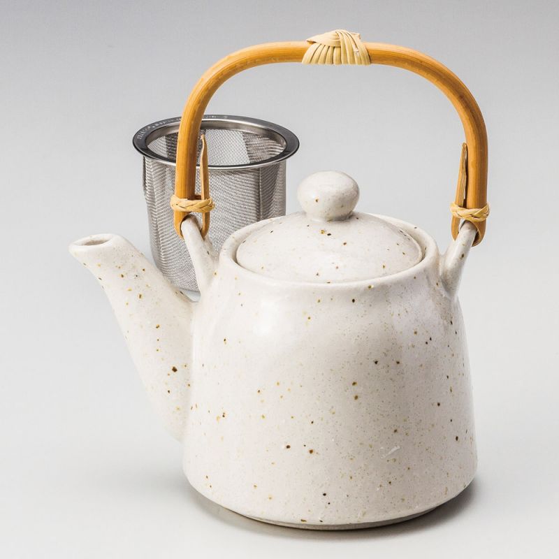 Teiera in ceramica giapponese, interno smaltato, filtro rimovibile, bianco, ANATA NO ISHI