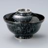 Ciotola in ceramica giapponese con coperchio, KOTAKUNOARU KURO, nero