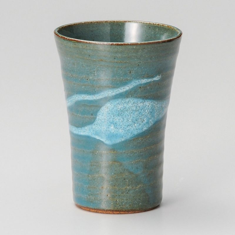 Japanischer Mazagran in Keramik, Grün und Blau - RASEN