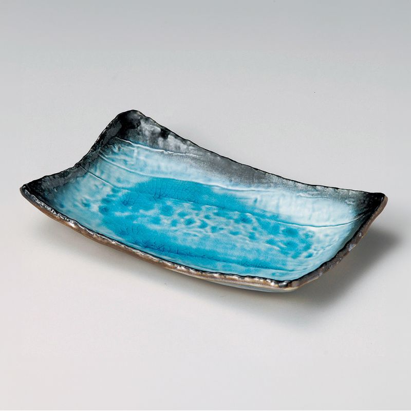 Japanische blaue rechteckige Keramikplatte - AOI