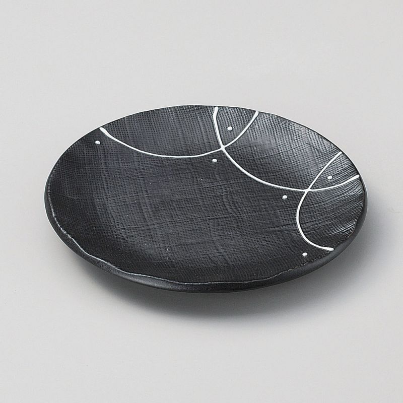 Petite assiette japonaise en céramique noire minimaliste - MINIMARISUTO