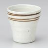 Tazza da tè giapponese svasata in ceramica, linee bianche marroni - GYO