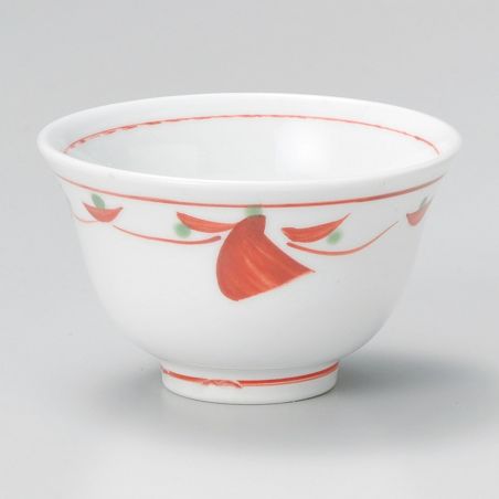 Taza de té de cerámica japonesa, lunares blancos, rojos y verdes - POINTU