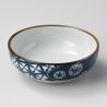 Bol à ramen japonais en céramique, bleu et blanc, motifs floraux variés - IROIRONA HANA