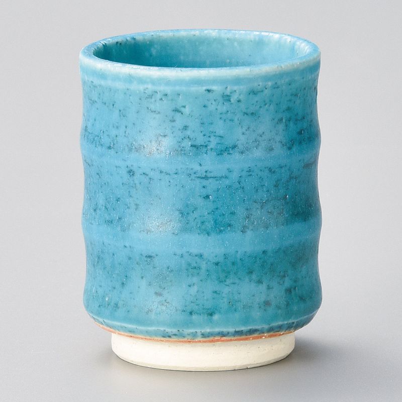 tazza da tè giapponese di ceramica, KOHIKI blu turchese