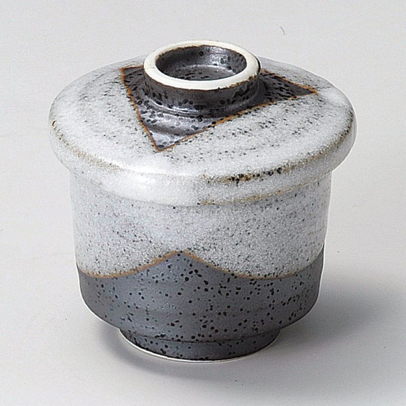 Japanese Chawanmushi tea bowl with lid, two-tone gray - SANKAKKEI