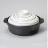 Olla donabe cerámica negra con tapa blanca - KUROI SEN