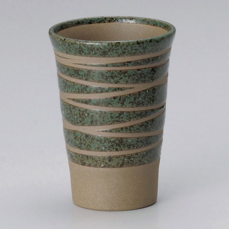 grande tasse verte japonaise lignes ORIBE en céramique