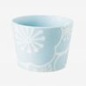 Taza de té de cerámica japonesa, azul y blanca - UME