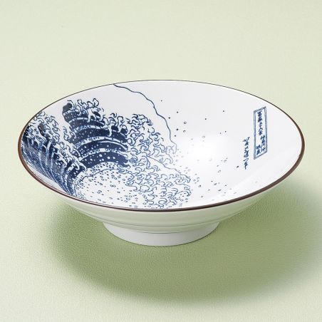 japanese noodle ramen bowl, SHIRANAMI, hokusai waves