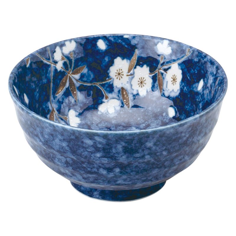bol japonais bleu fleurs cerisier sakura HIWA