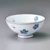 petit bol à riz japonais bleu en céramique, SAKURA, fleurs