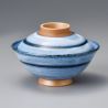 Japanese blue ceramic bowl with lid, RICHA, circle