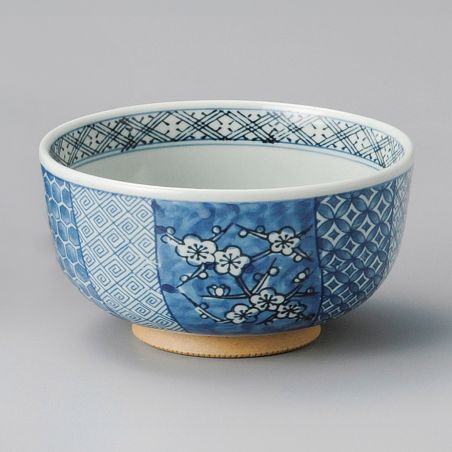 bol bleu japonais en céramique pour soupe motifs fleurs SHONZUI