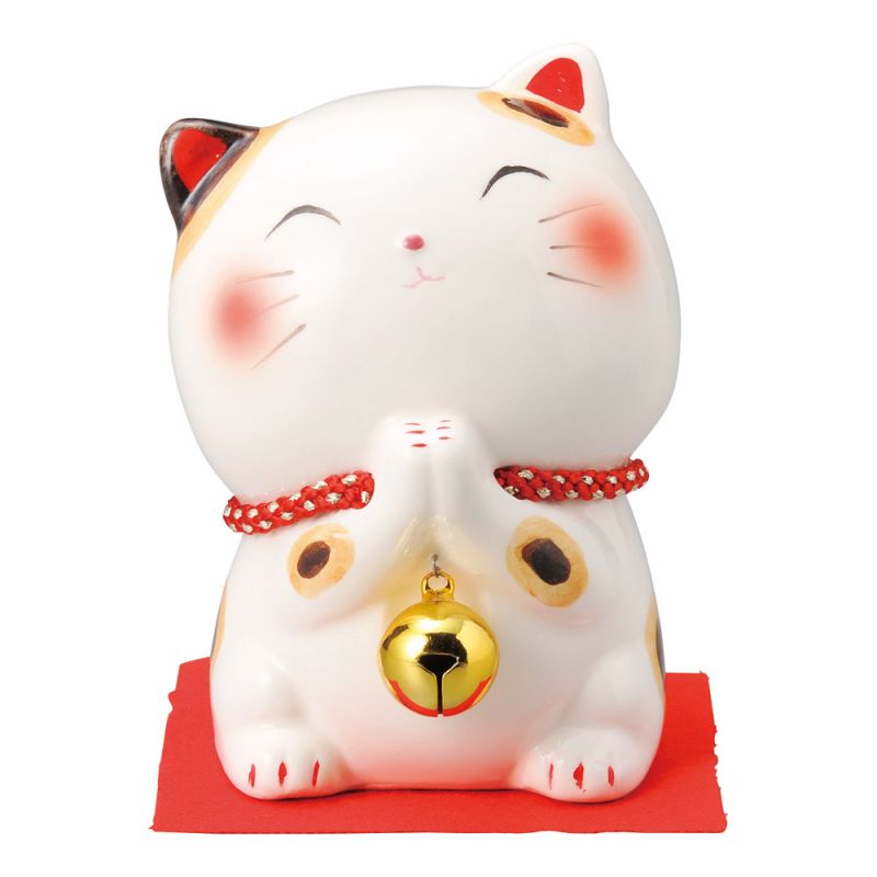 Cat with lucky bell Japanese manekineko piggy bank, NEKO SORI NO KANE