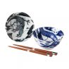 Set of 2 Japanese ceramic bowls - AO TO KURO RYU