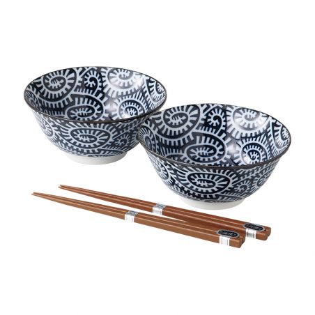 Ciotole giapponesi antiche in legno laccato con coperchio, set di 2 -   Italia
