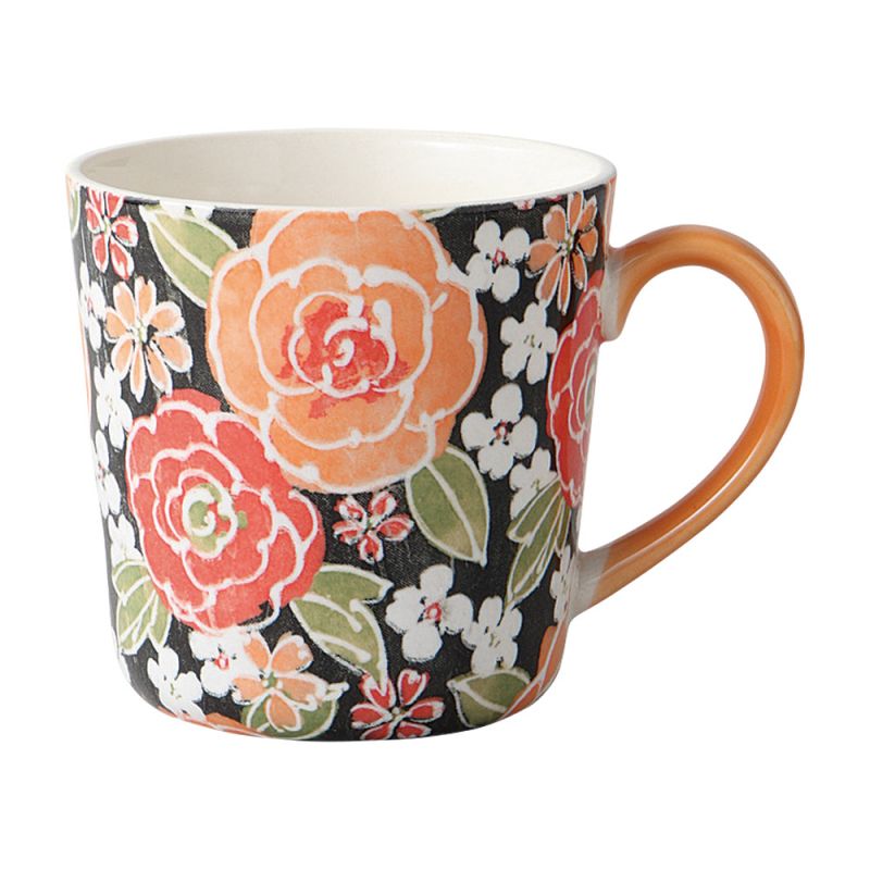 Mug japonais en céramique - Fleurs orange -ORENJI IRO NO HANA