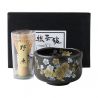 Japanese tea ceremony bowl with whisk - TENMUME UME