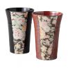 Duo of Japanese tea cups in red and black ceramic - HANA